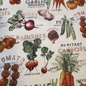 New Hand Crafted  Cotton Canvas Vegetable Print Apron Adult W/2 Pockets